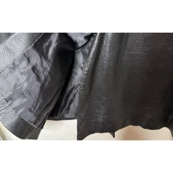 Vintage USA Leather Coat Women's 3X Black Button Front Jacket Pockets Soft 90's - Picture 6 of 12